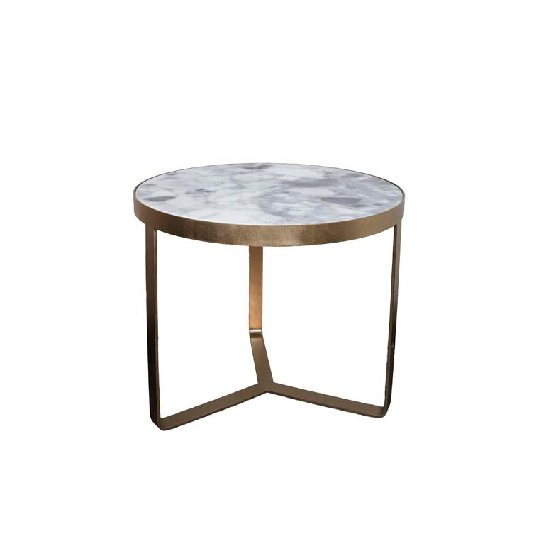 Side table marble look grey SS/BR.BRASS 60x60x50