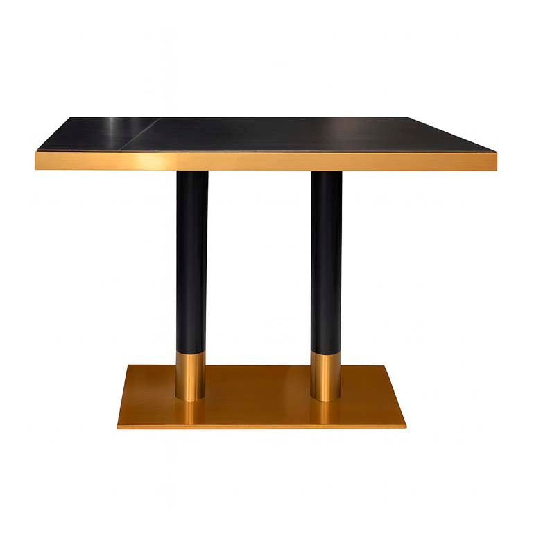 Bistro table ceramic top matt black SS/FR.GOLD 120x70x76