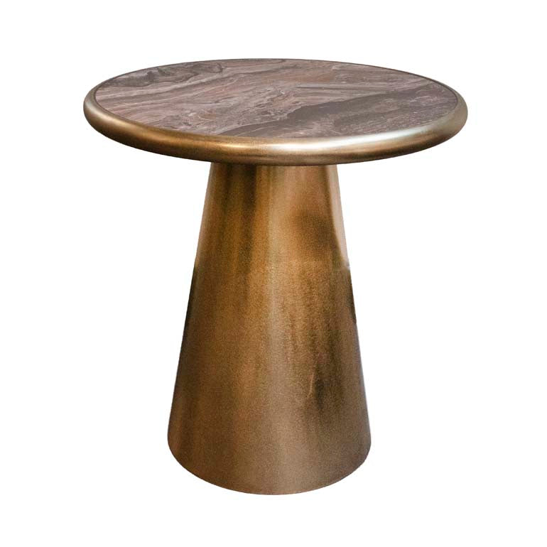 Side table brownish black ceramic top SS/GOLD 50x50x50