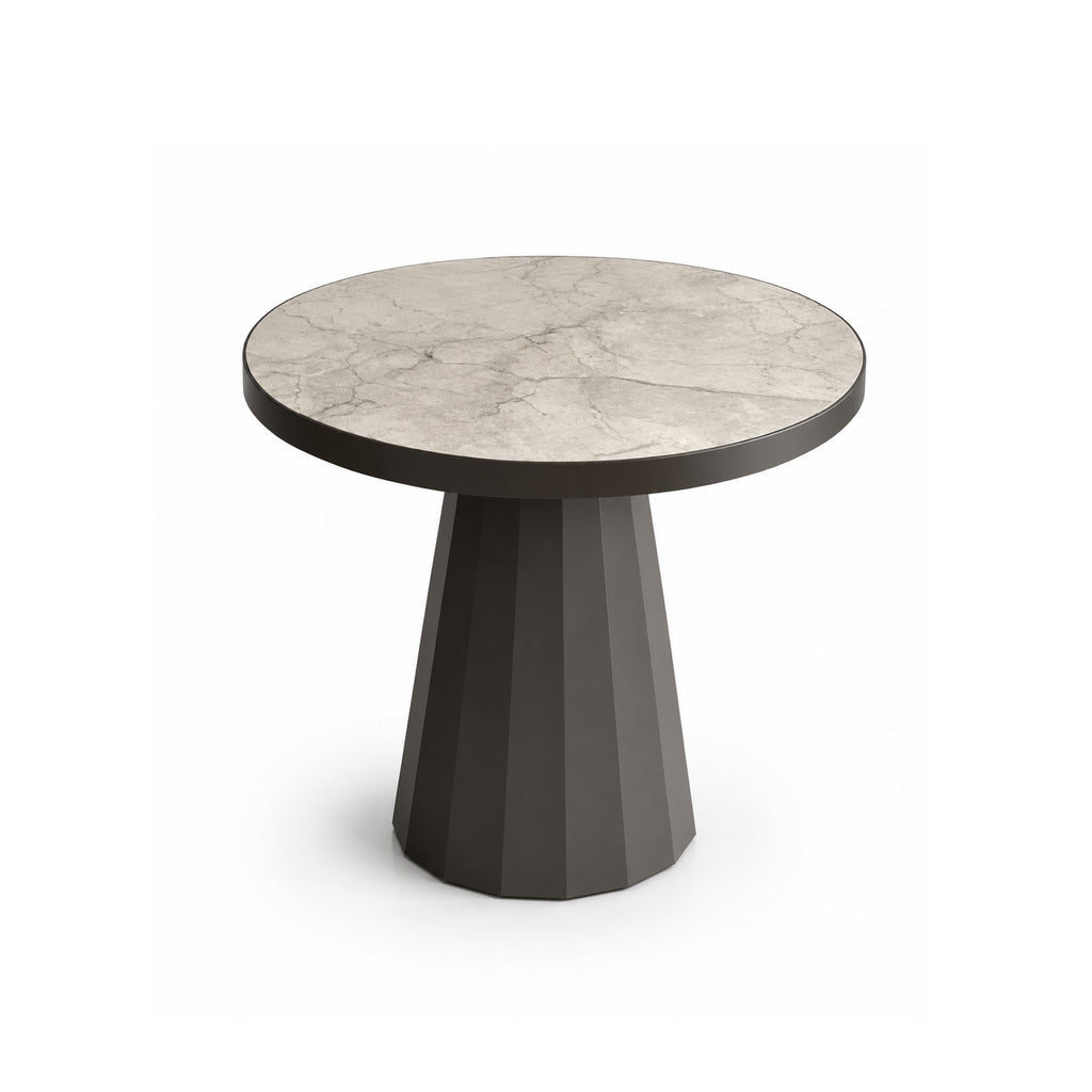 Bijzettafel ANNECY m/keramiek Ø50x50cm bruin