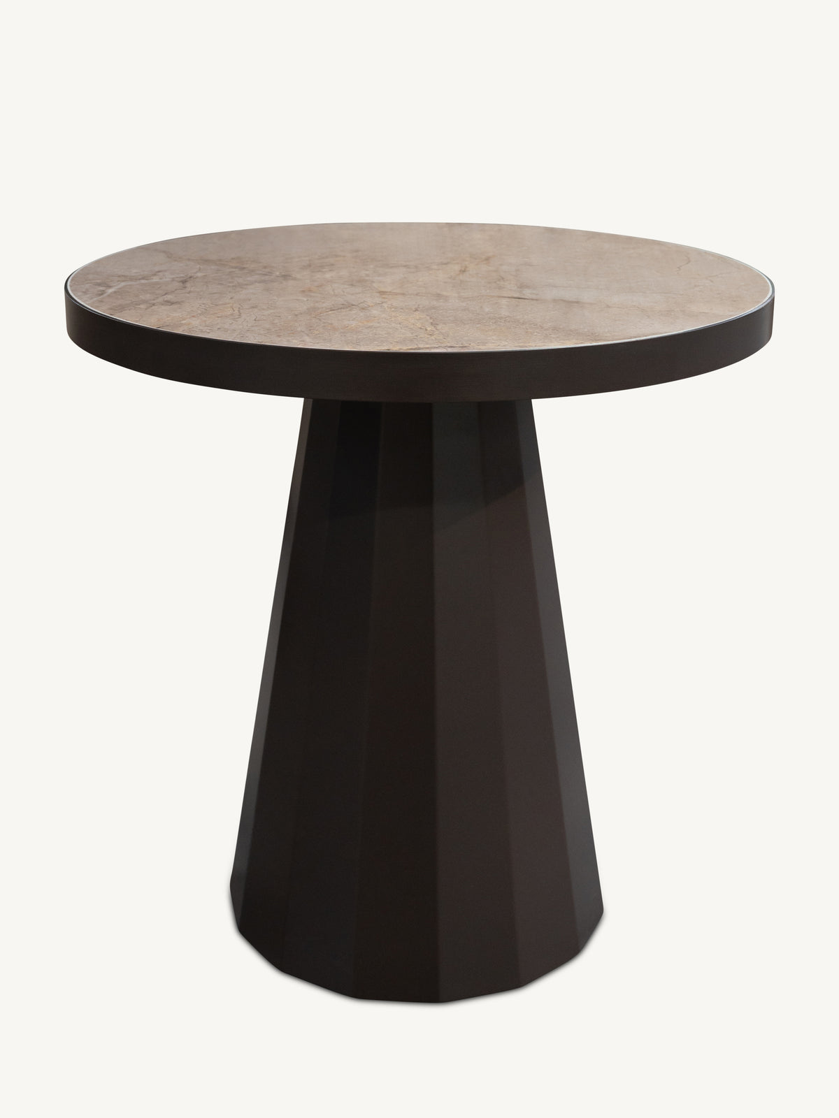 Bijzettafel ANNECY m/keramiek Ø50x50cm bruin