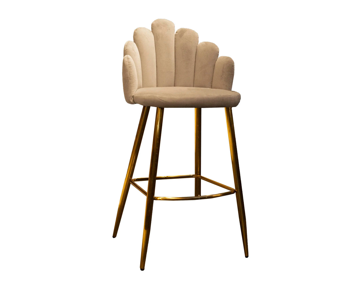 2x Bar chair Belle natural velvet IR golden legs 56x56x106