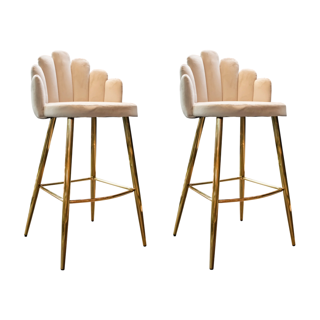 2x Bar chair Belle cream velvet IR golden legs 56x56x106
