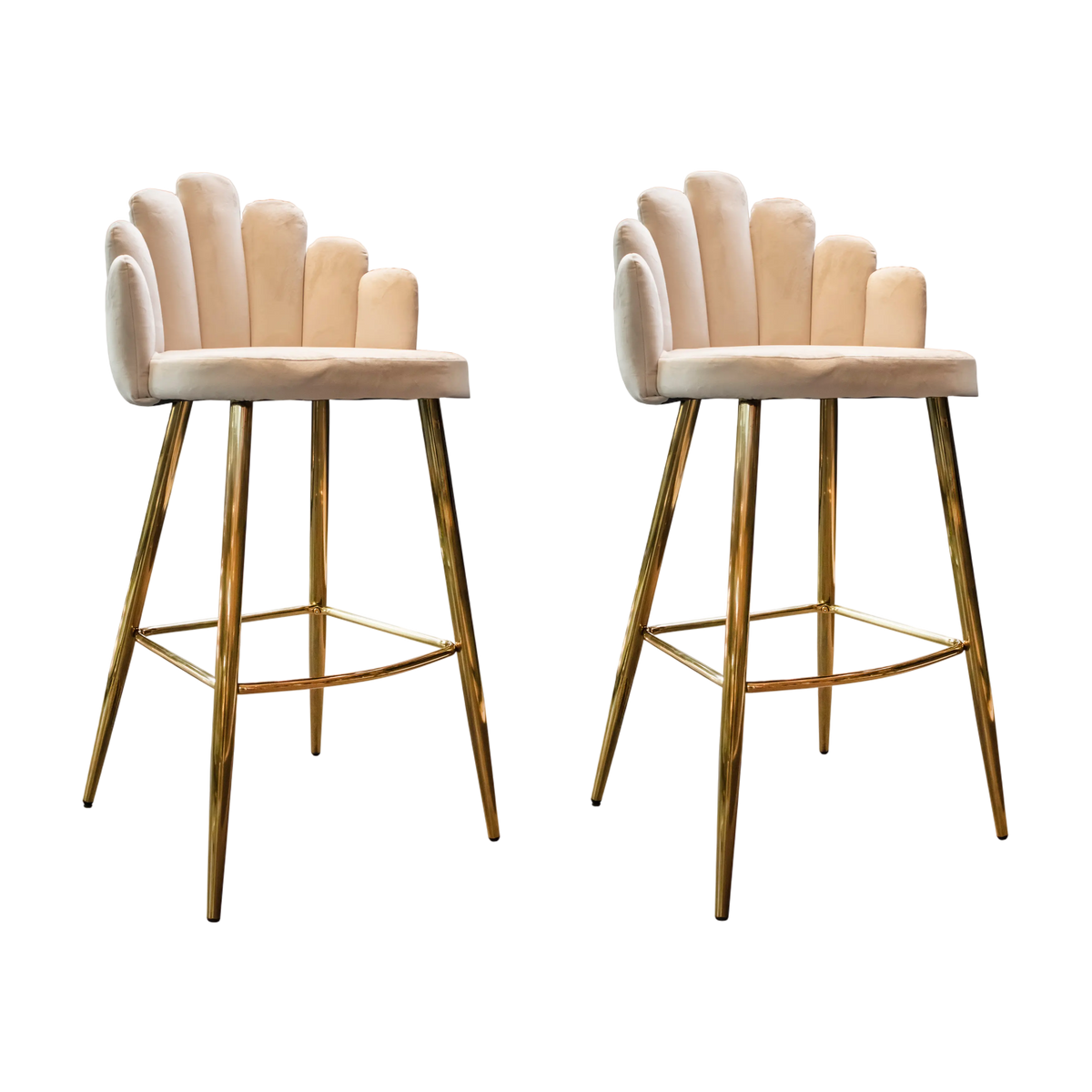 2x Bar chair Belle cream velvet IR golden legs 56x56x106