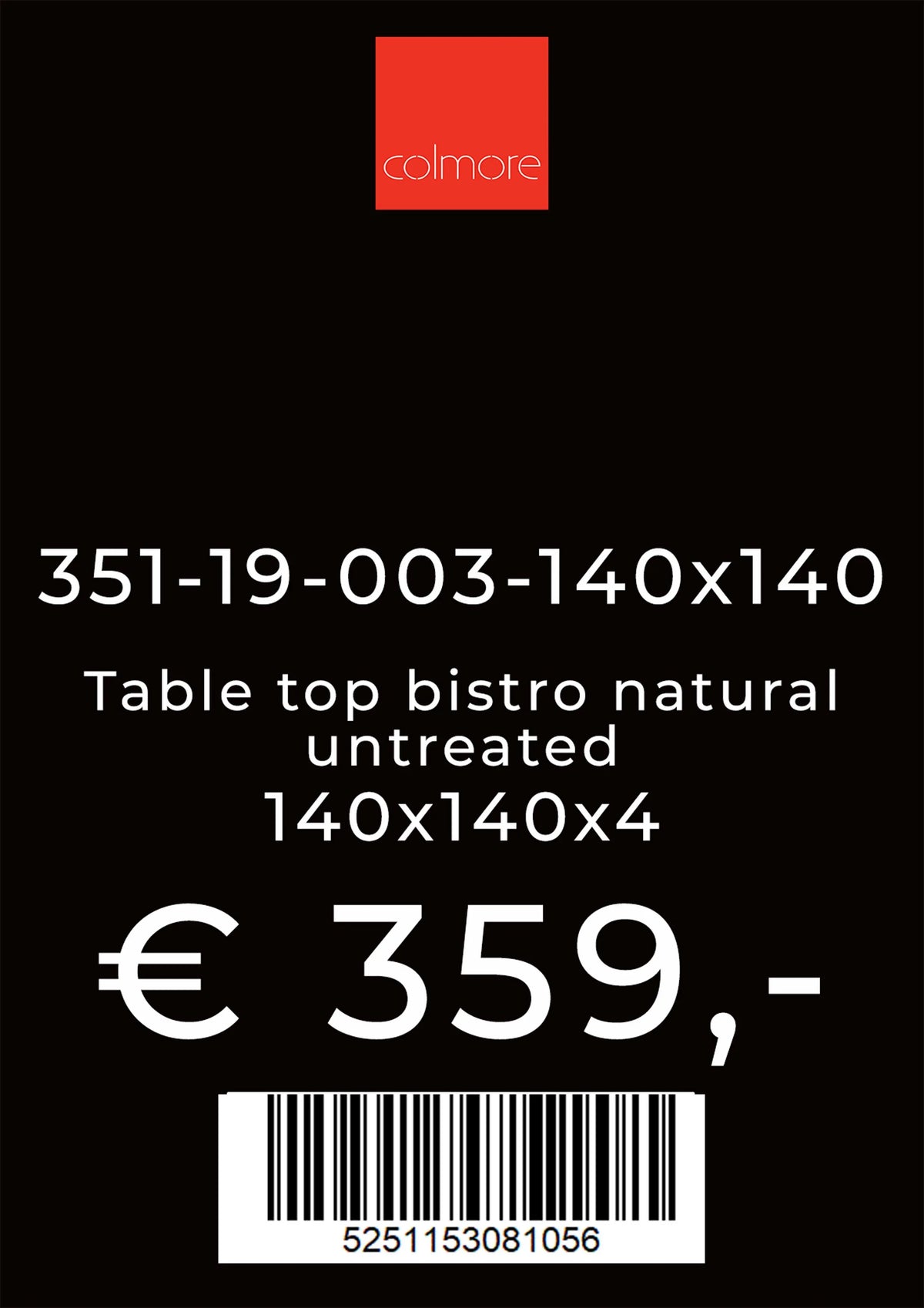 Table top oak bistro natural untreated 140x80x4