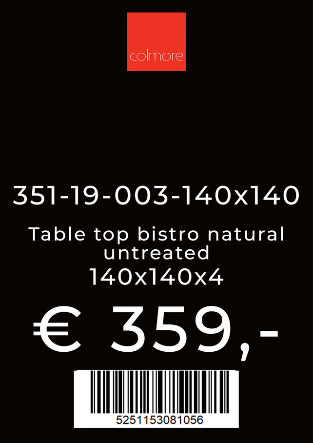 Table top oak bistro natural untreated 140x80x4