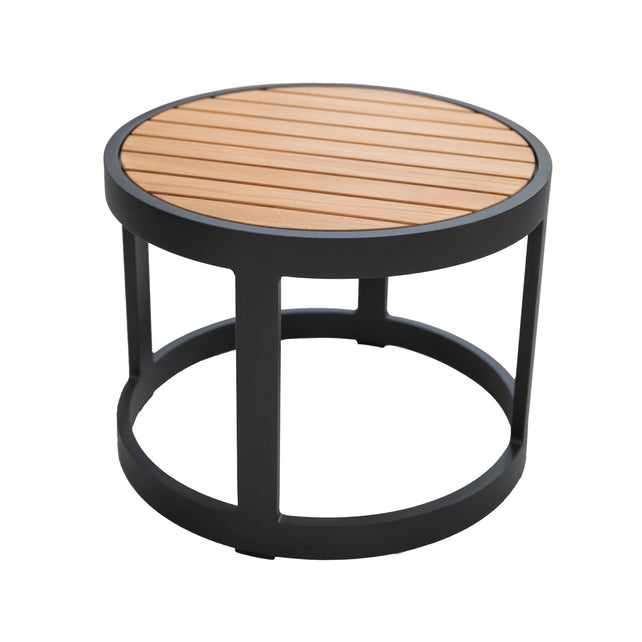 Outdoor side table PALOMA w/teak wood Ø43,4x33cm black