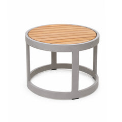 Outdoor side table PALOMA w/teak wood Ø43,4x33cm sand