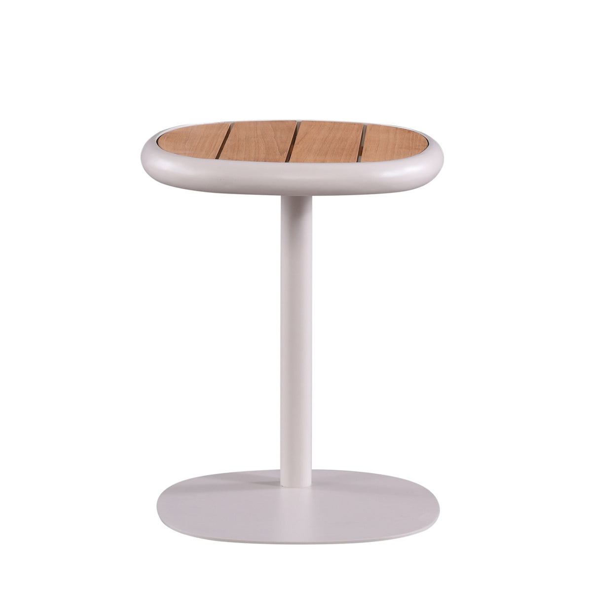Buiten bijzettafel NADI met teakhouten blad Ø38x48cm beige