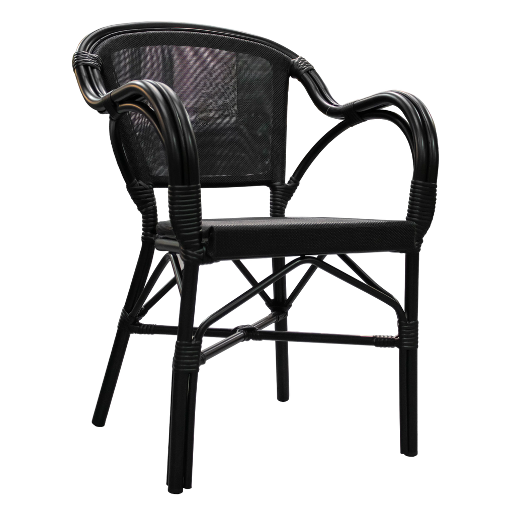 Outdoor dining chair black ALU/PE RATTAN 57x58x88