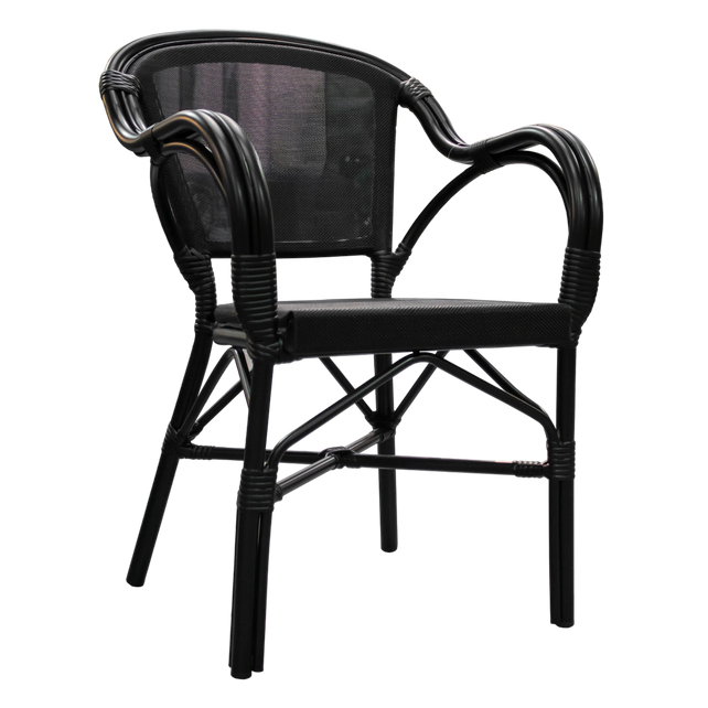 Outdoor dining chair black ALU/PE RATTAN 57x58x88