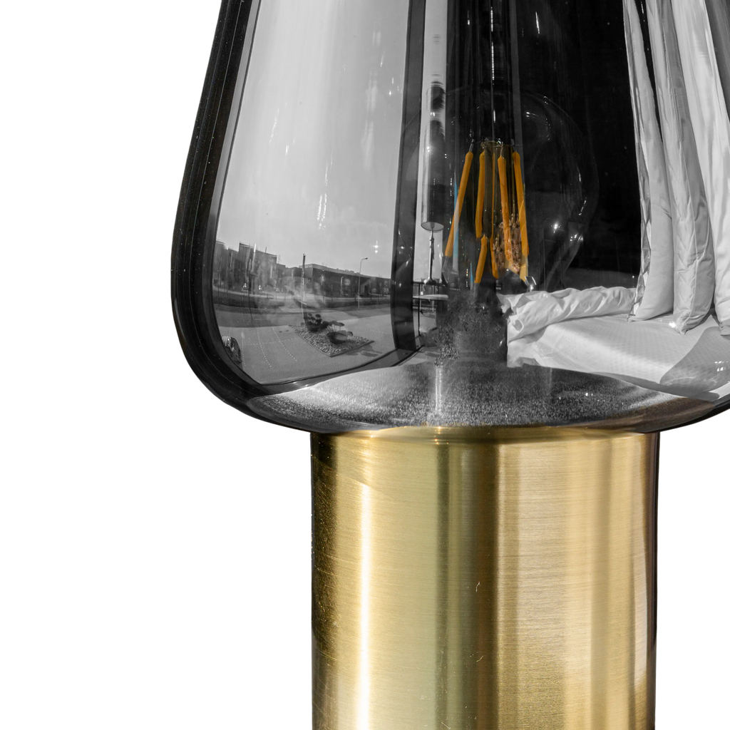 Table lamp spray grey METAL/glass 17x17x32
