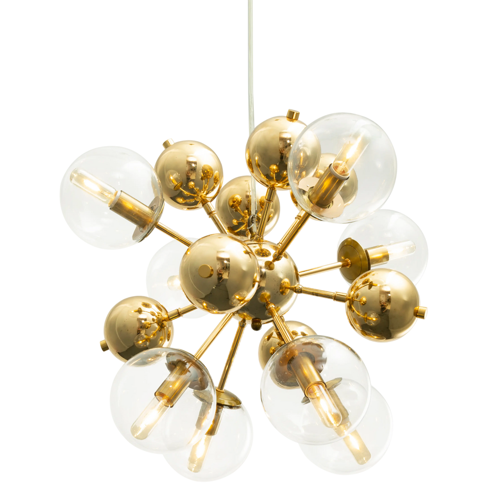 Chandelier w/8 lamps gold METAL/clear glass 65x65x160