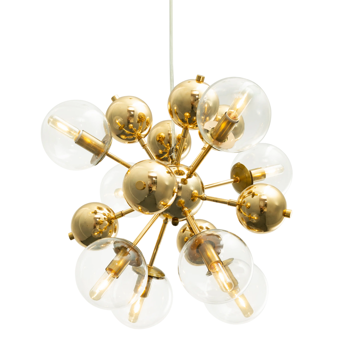 Chandelier w/8 lamps gold METAL/clear glass 65x65x160