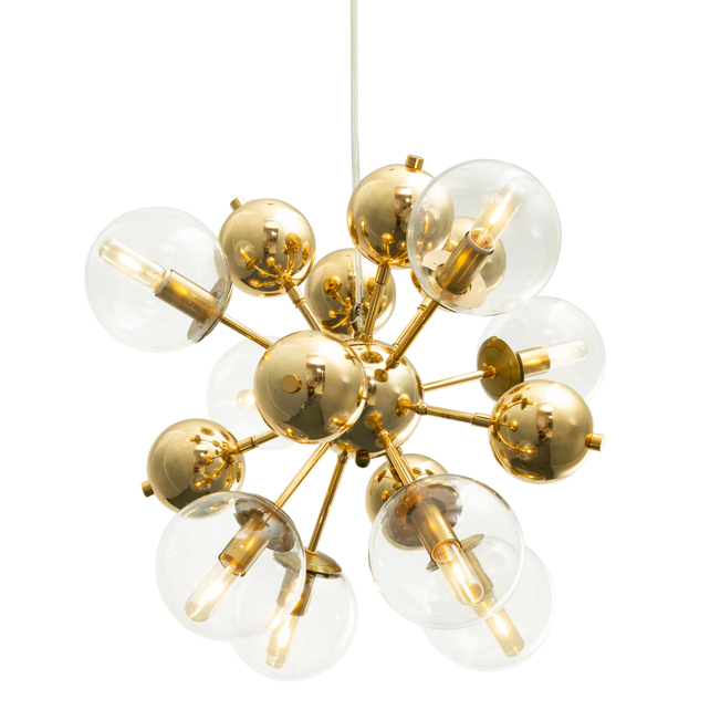 Chandelier w/8 lamps gold METAL/clear glass 65x65x160