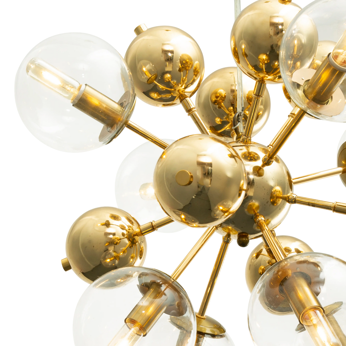 Chandelier w/8 lamps gold METAL/clear glass 65x65x160