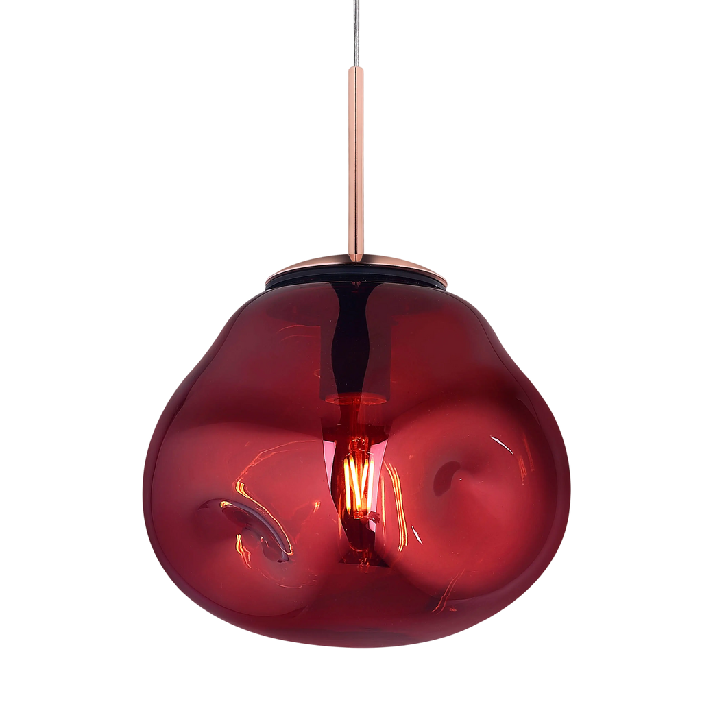 Ceilling lamp red METAL/glass 25x25x160