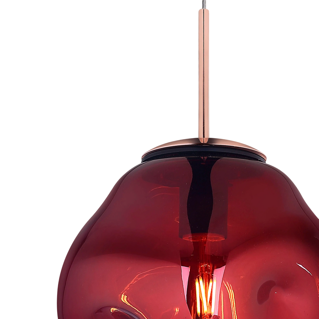 Ceilling lamp red METAL/glass 25x25x160