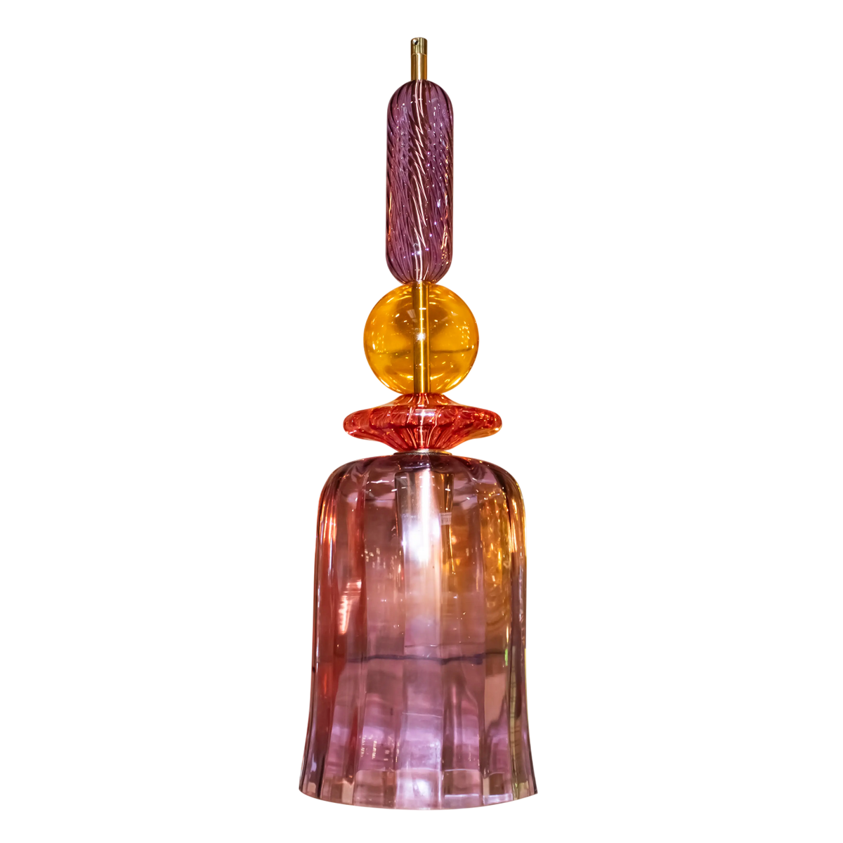 Ceiling lamp purple metal/glass 15x15x160
