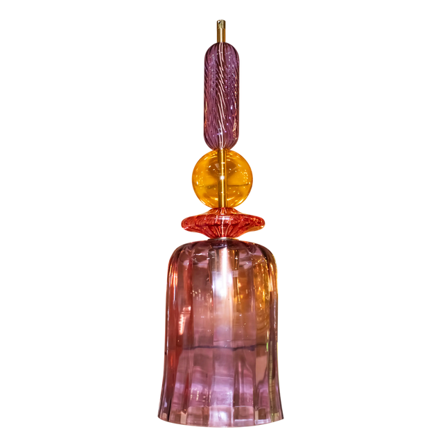 Ceiling lamp purple metal/glass 15x15x160