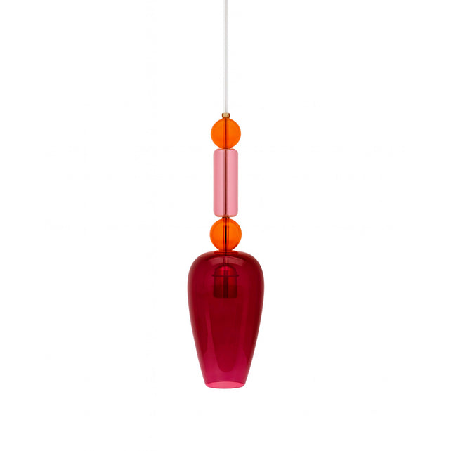 Ceiling lamp purple pink orange metal/glass 16x16x160