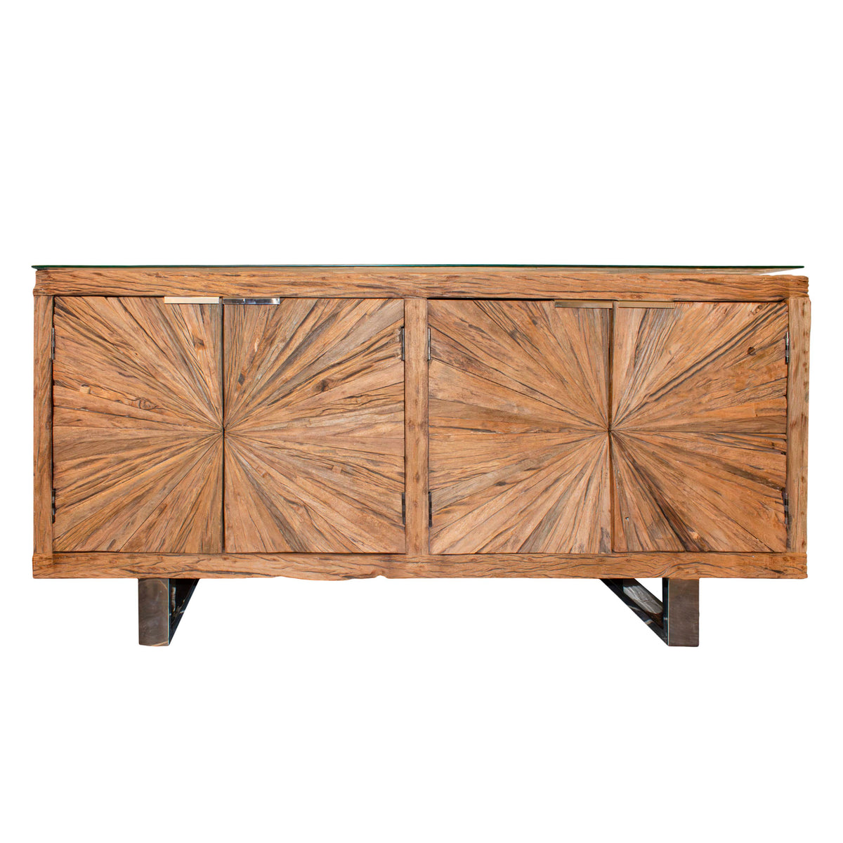 Sideboard reclaimed wood sun w/glass 180x45x78