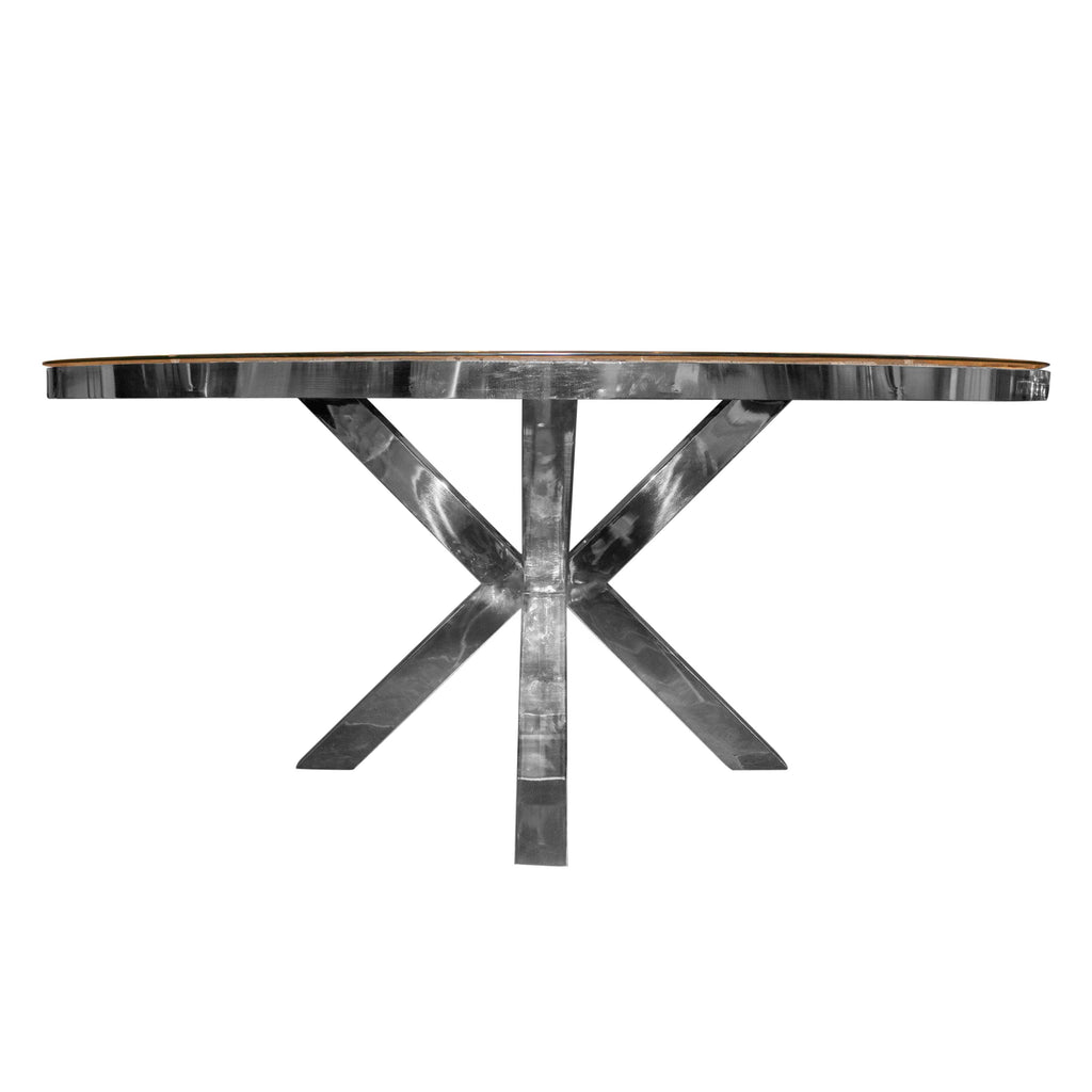 OUTLET Dining table oval reclaimed wood w/glass 181x110x76