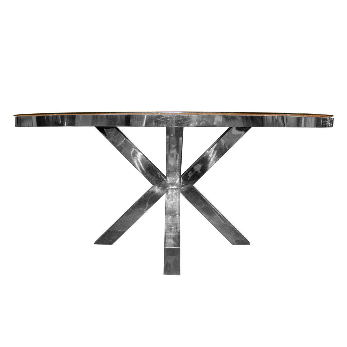 OUTLET Dining table oval reclaimed wood w/glass 181x110x76