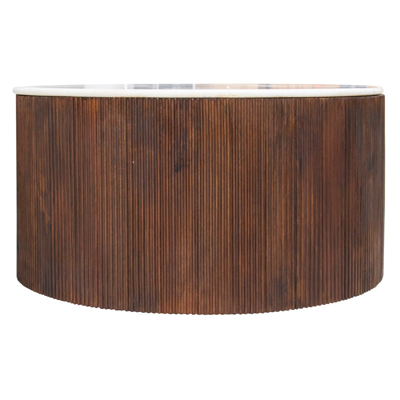 Coffee table MONACO w/marble top Ø80x42cm brown
