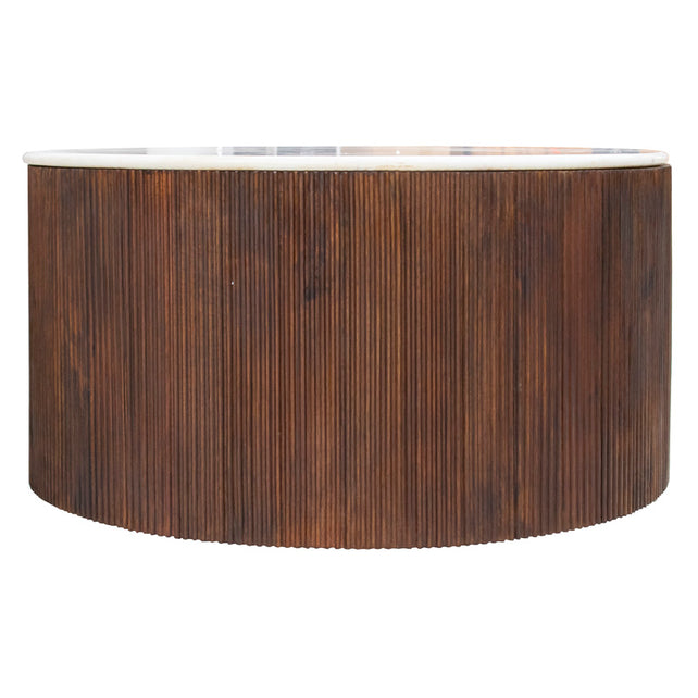 Coffee table MONACO w/marble top Ø80x42cm brown