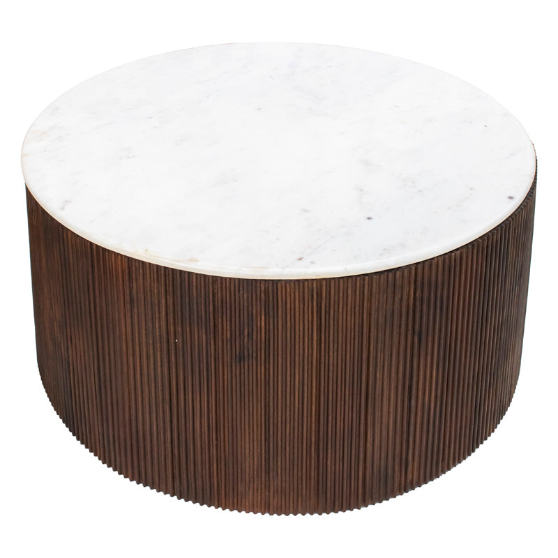 Coffee table MONACO w/marble top Ø80x42cm brown