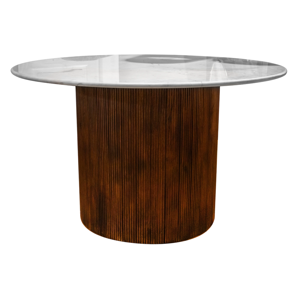 Dining table MONACO w/marble top Ø130x77cm brown