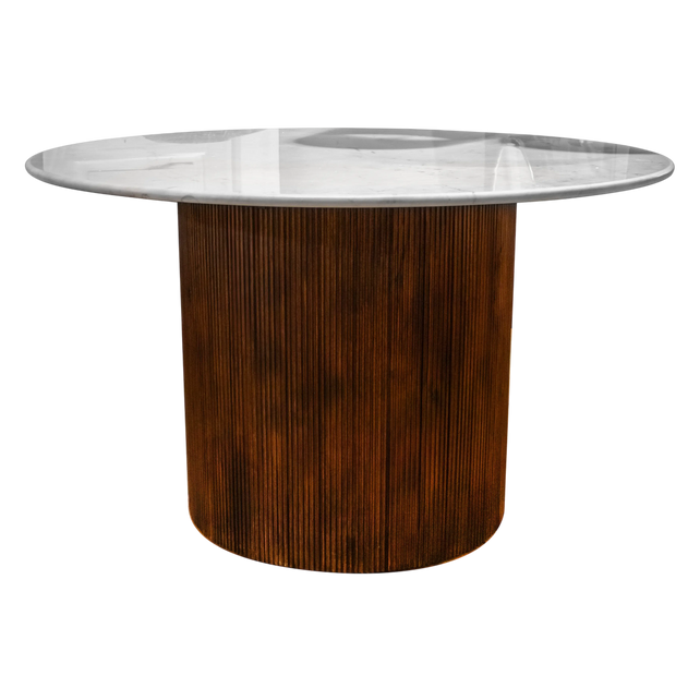Dining table MONACO w/marble top Ø130x77cm brown
