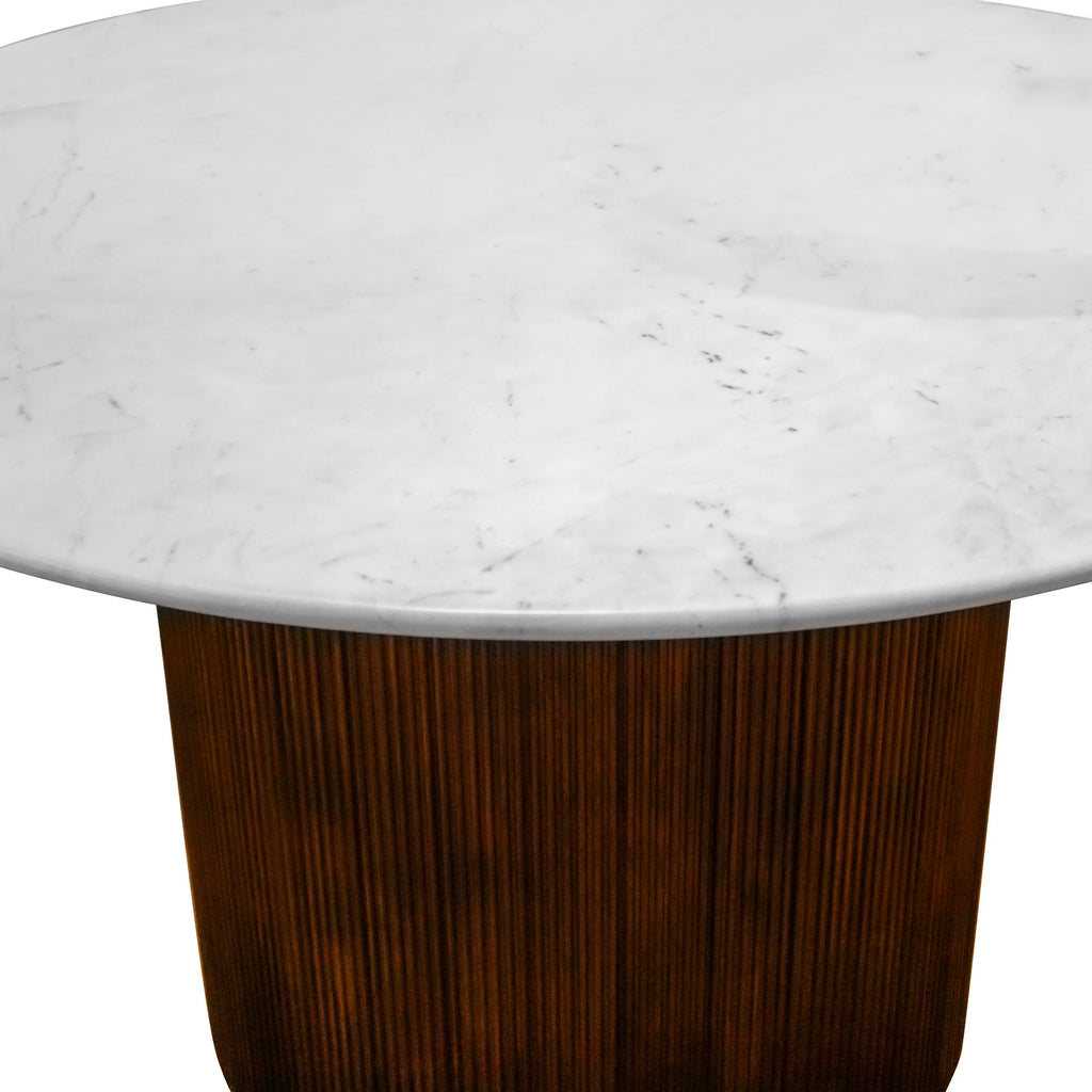 Dining table MONACO w/marble top Ø130x77cm brown