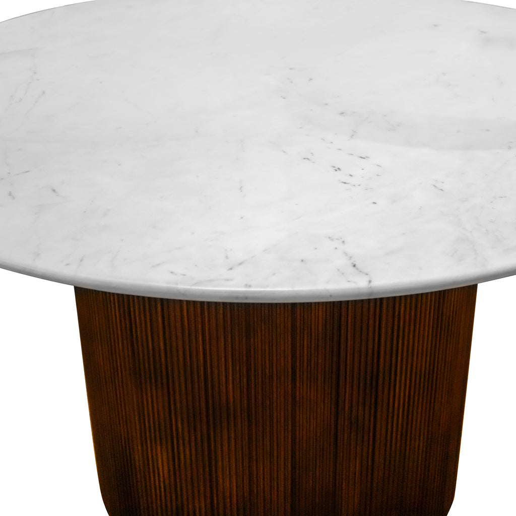 Dining table MONACO w/marble top Ø130x77cm brown