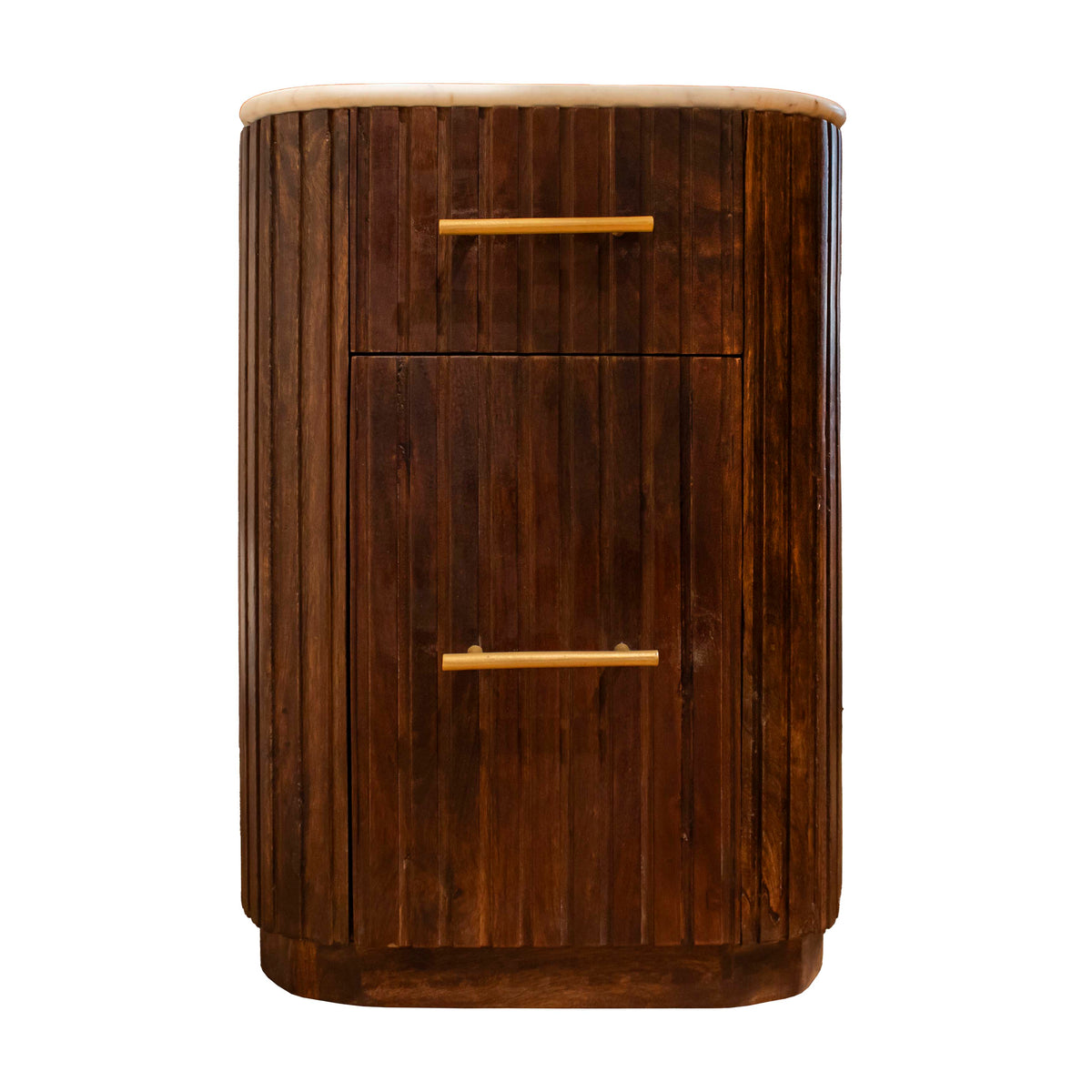 Bedside Capri brown wood w/white marble top 40x50x55
