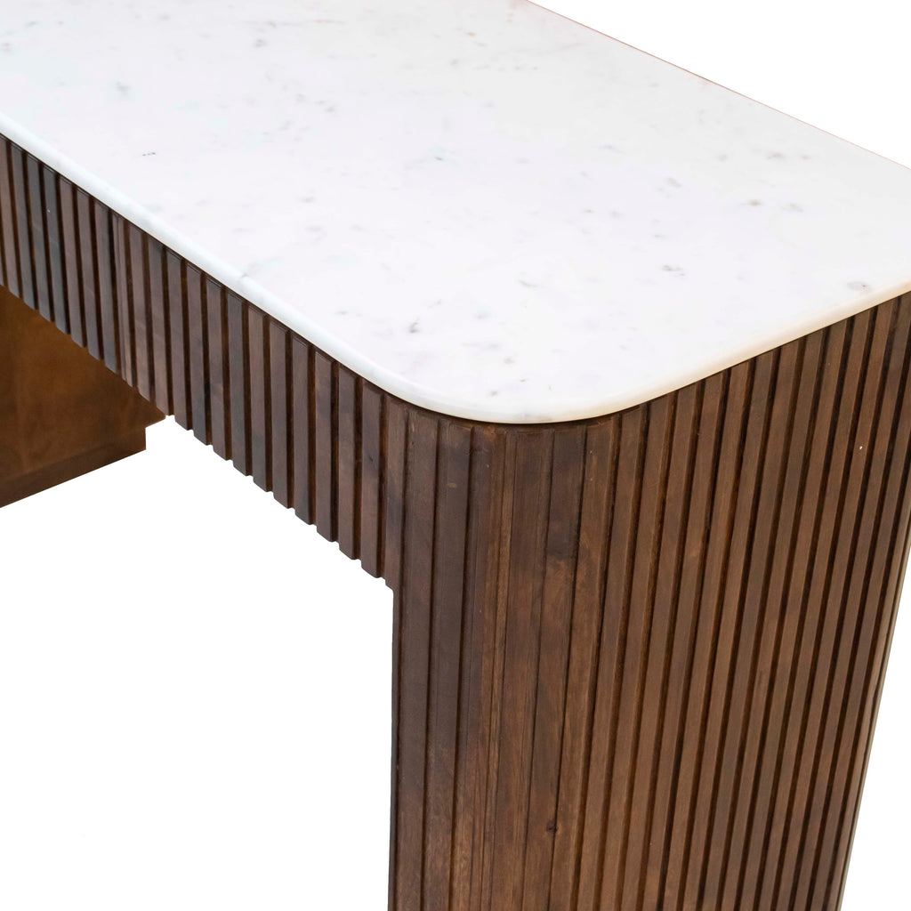 Desk Capri brown wood w/white marble top 130x50x81