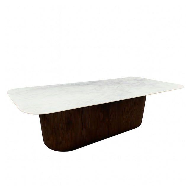 OUTLET Dining table Capri wood w/white marble top 223x120x76