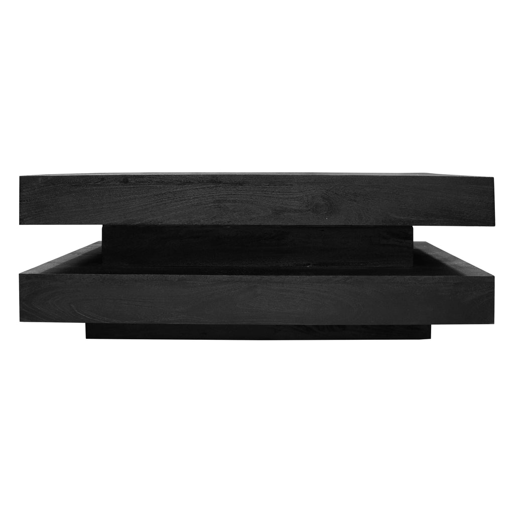 Coffee table squared black wood 120x70x45