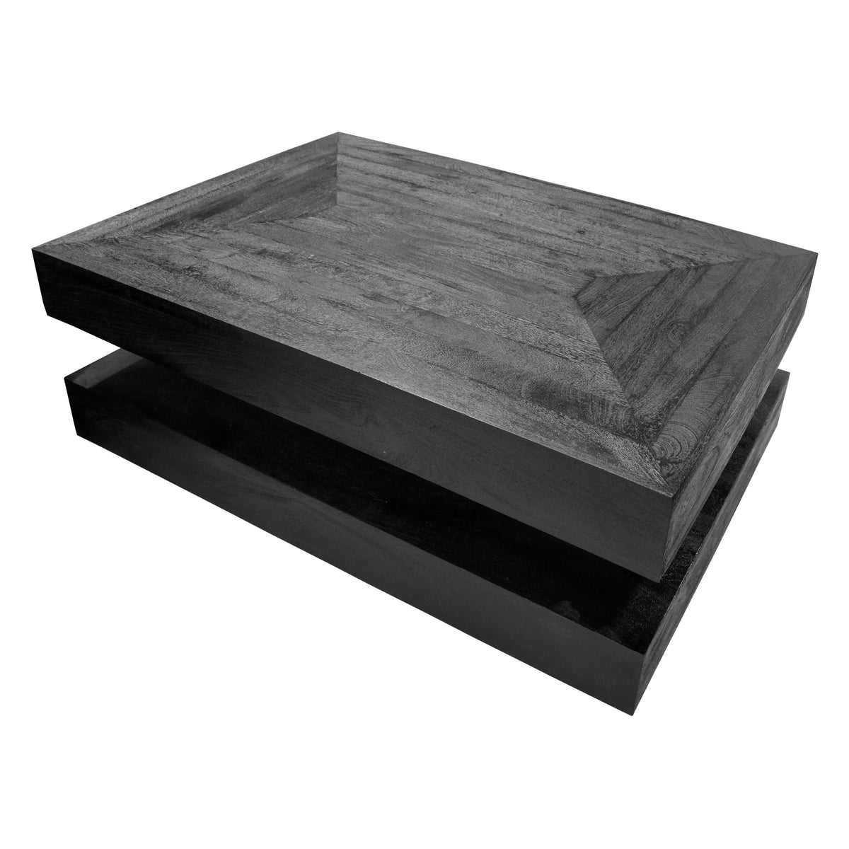 Coffee table squared black wood 120x70x45