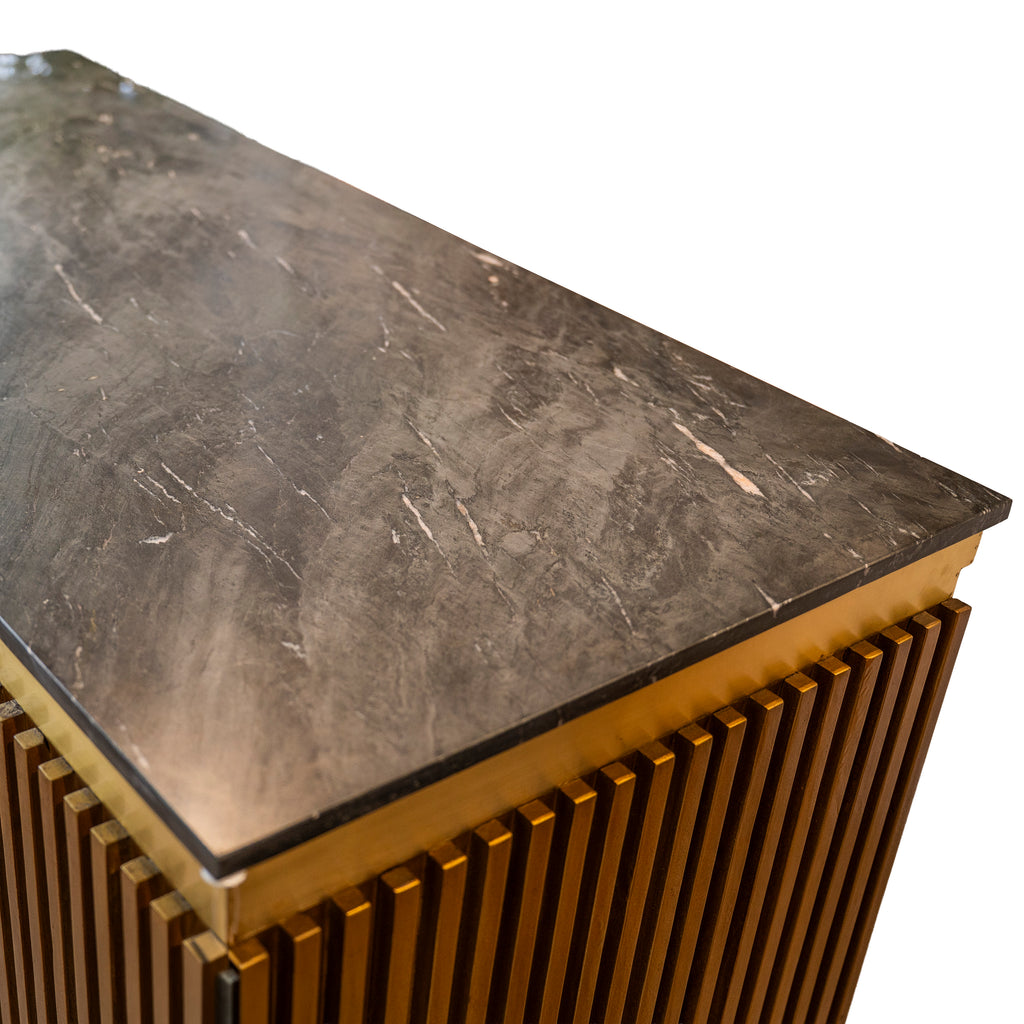 Bar counter VENICE w/stone top 130x60x109cm brown/black