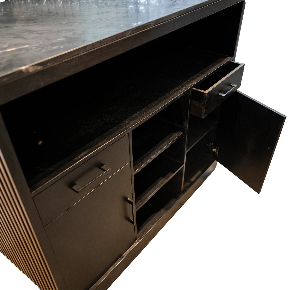 Bar counter VENICE w/stone top 130x60x109cm brown/black