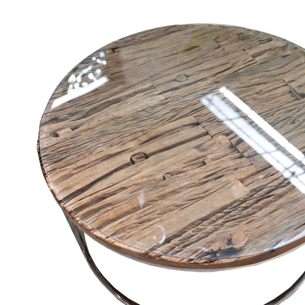 OUTLET Coffee table set/2 reclaimed wood Ø92x46/Ø71x37cm