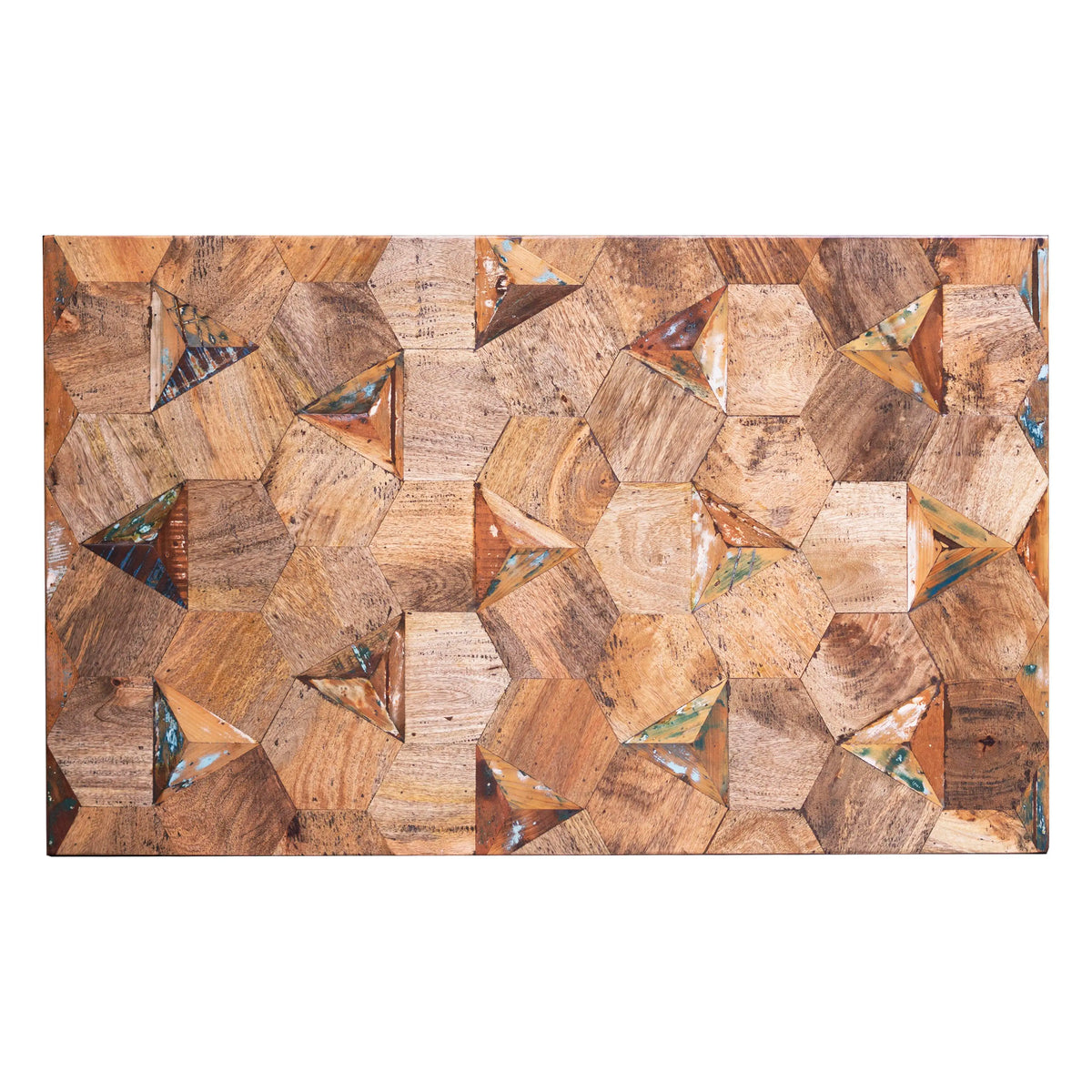 Table top traio mix brown recl. mango wood 140x80x4