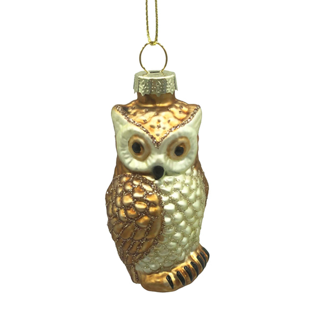 X-mass hanger SET/4 owl brown glass 4x4x8