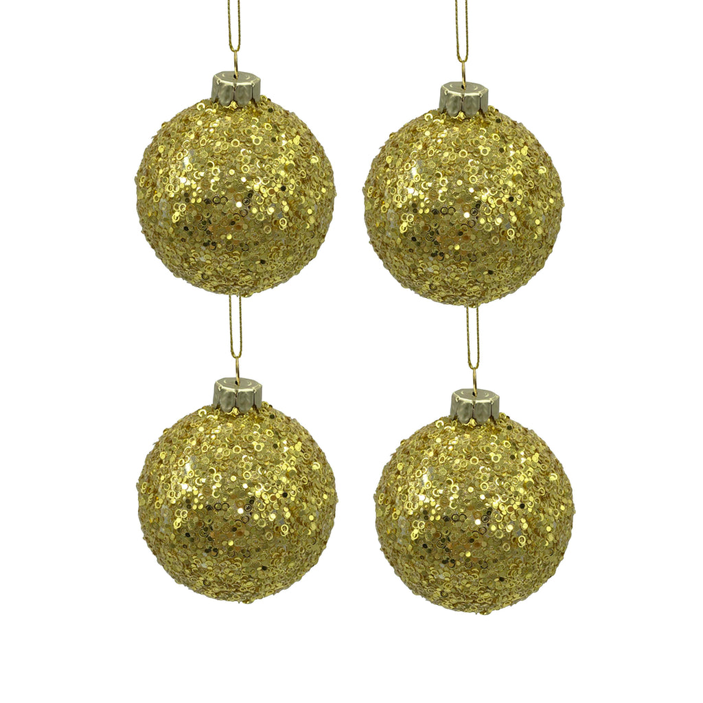 X-mass hanger SET/6 glitter gold glass 8x8x8