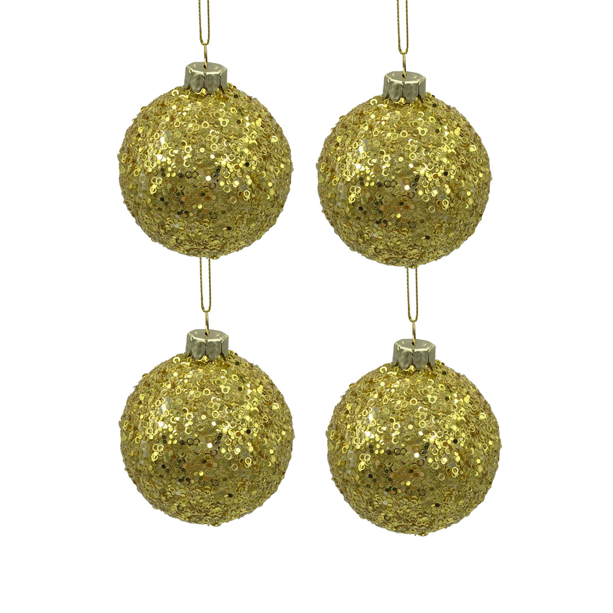 X-mass hanger SET/6 glitter gold glass 8x8x8