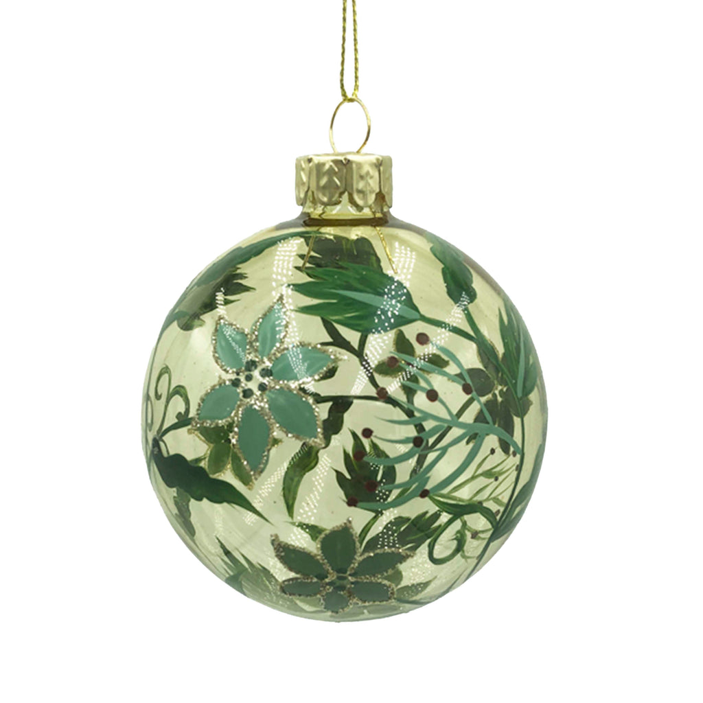 X-mass hanger SET/6 leaves clear/gold glass 8x8x8