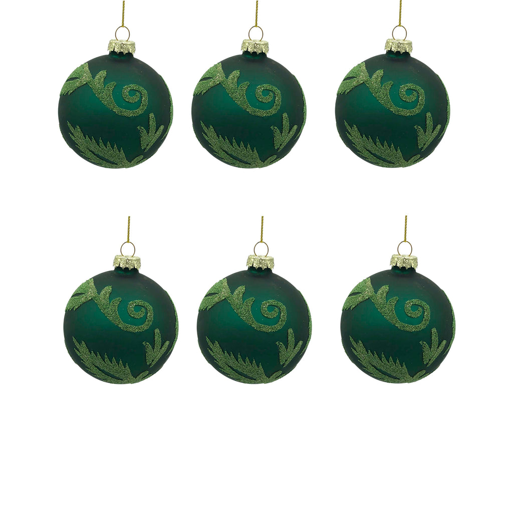 X-mass hanger SET/6 leaves green glass 8x8x8