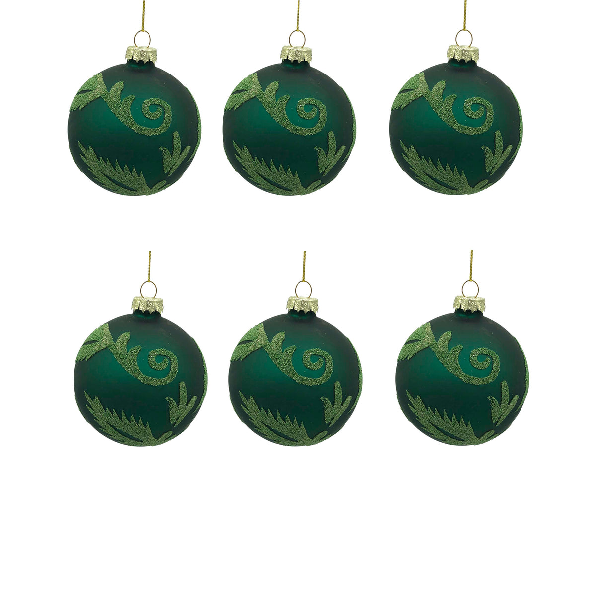 X-mass hanger SET/6 leaves green glass 8x8x8